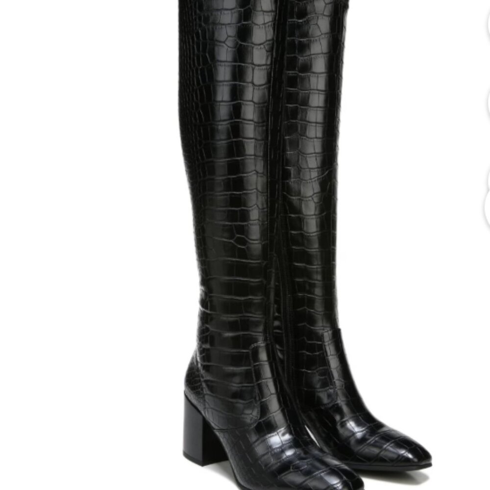 Franco Sarto Talifer Faux Croc Embossed Tall Block Heel Boots